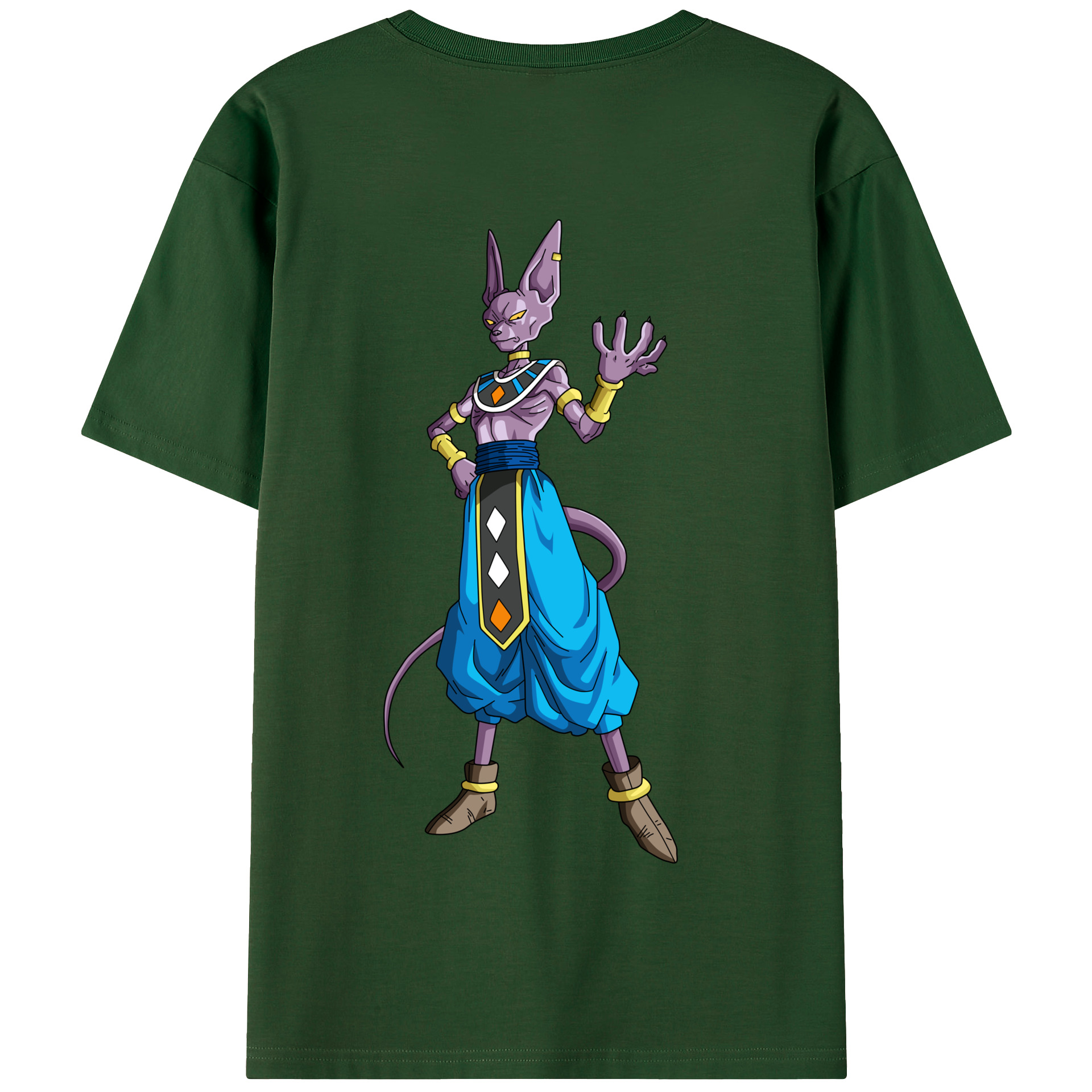 （画像用） ドラゴンボール ビルス 破壊神ビルス DRAGON BALL Beerus Birusu 綿100％半袖Tシャツ（背面プリント）